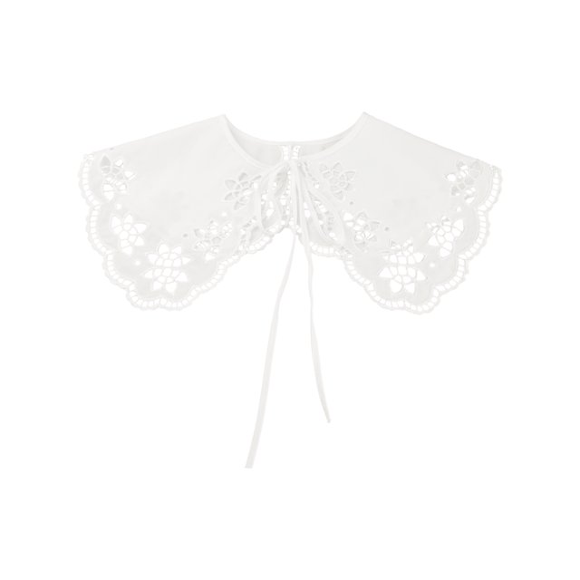 INSPIRE CHIC Detachable False Collar, Embroidery Mini Cape Neck Ruff Dickey Fake Collar for Blouse White-7