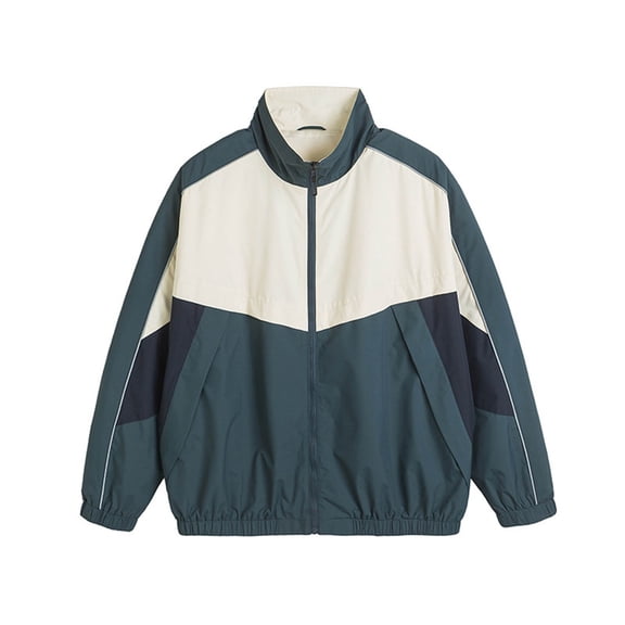 Men's Jackets Clearance Zipper Up 2XL Solid-Color Fashionable Sports Splicing Casual Jacket Zipper Pocket Stand-Up Collar Jacket