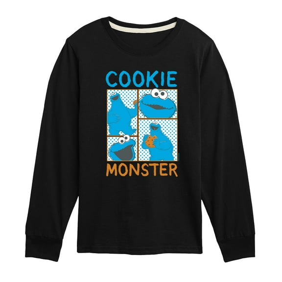 Sesame Street - Cookie Monster Grid - Toddler and Youth Long Sleeve T-Shirt