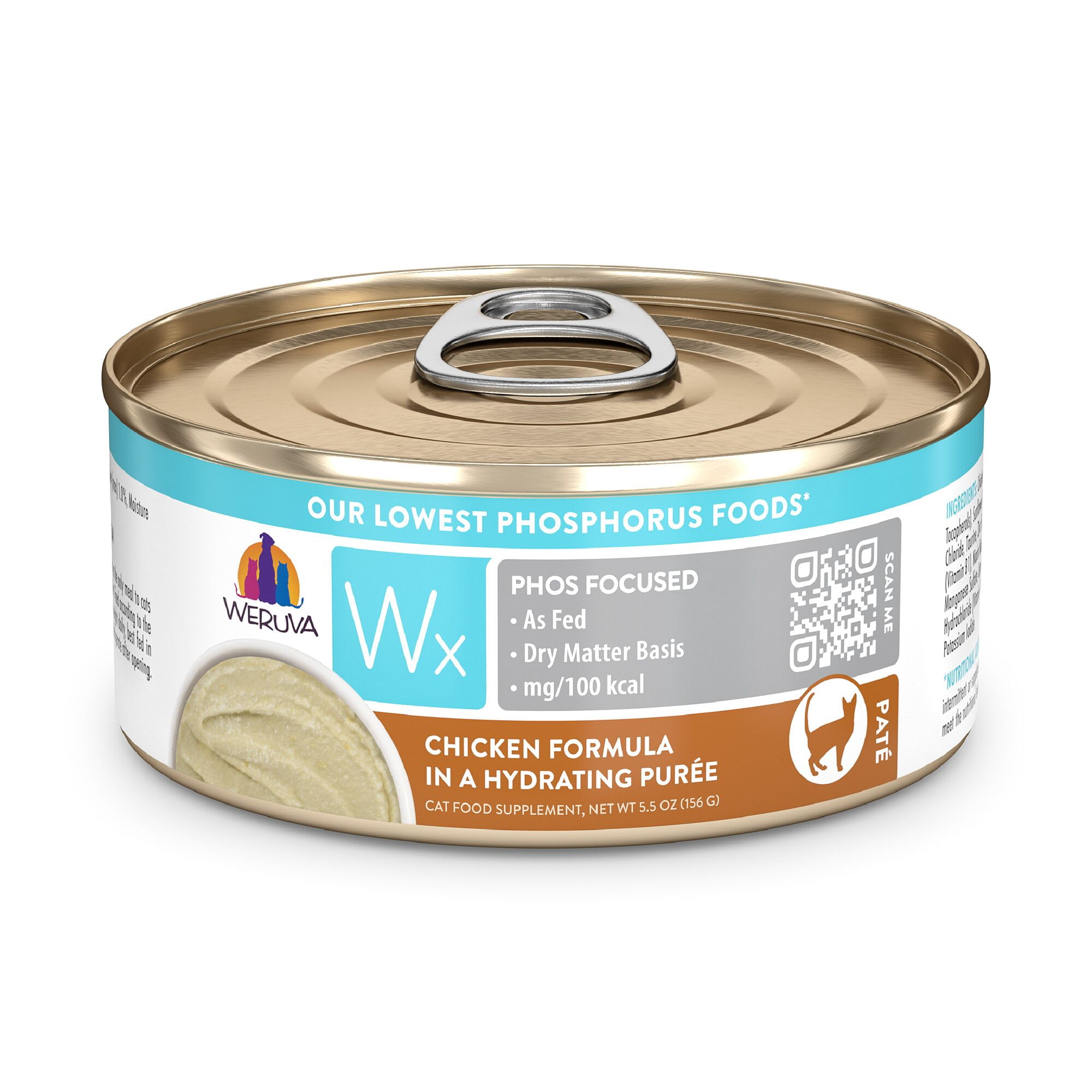 Weruva Wx Phos Focused Chicken Formula in a Hydrating Puree Wet Cat Food, 5.5 oz., Case of 8