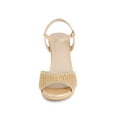 thumbnail image 5 of BLISSFUL STEP Women's Platform Rhinestone Slingback Block High Heels Sandals Gold 5.5, 5 of 7