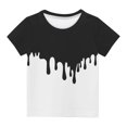 thumbnail image 4 of YLSDY Children Boy Girl Color Block Tshirts Boat Neck Tee Tops for Child Short Sleeve Thin Summer Fall Shirts 2025 White 4-5 Years, 4 of 5
