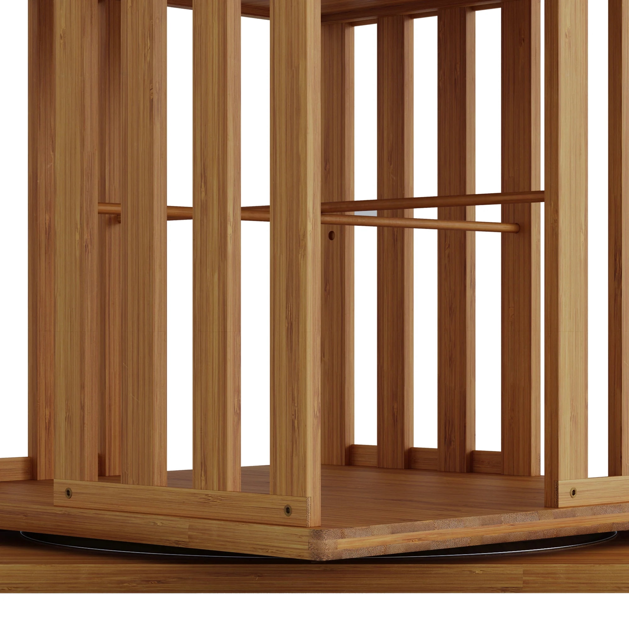 YOWOS Bamboo Rotating Corner Shelf, 6-Tier Bookcase Tower with Display Organizer and Floor Storage Rack, Walnut