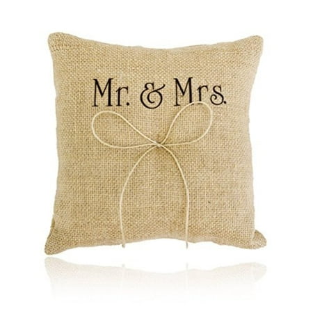 Ultnice Mr Mrs Wedding Ring Bearer Pillow Cushion With