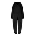 thumbnail image 5 of RYRJJ Womens Fleece Onesies Pajamas Jumpsuit Warm Sherpa Romper Sleepwear Cute One Piece Zipper Hooded Playsuit Loungewear(Black,L), 5 of 7