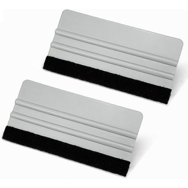3 x 6in Felt Edge Wrapping Squeegee Scratches-Free Decal Applicator Tool for Application of Craft Vinyl,Window Film and Wallpaper, Pack of 2, Silver