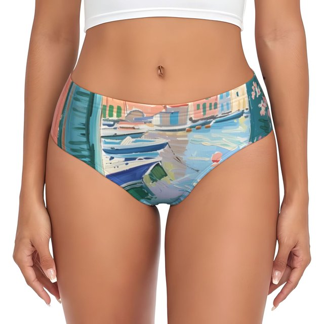 Balery Coastal Cat By The Window Ropa Interior de Algodón para Mujer con Dibujo – Braguitas Cómodas y Elásticas, Estilo Clásico-3X-Large