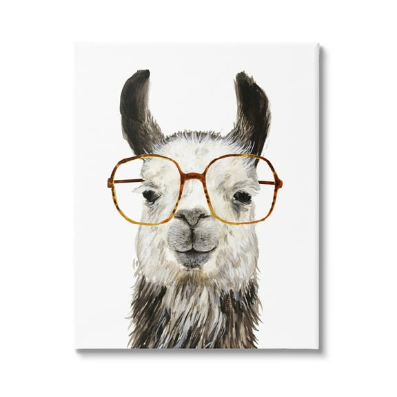 Stupell Industries Llama Farm Animal Eyeglasses Animals & Insects Painting Gallery Wrapped Canvas Print Wall Art