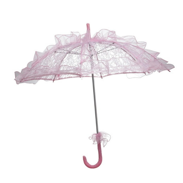 Paraguas de encaje hecho a mano, estilo vintage romántico para bodas. Ideal para fotos. Rosado