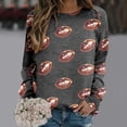 thumbnail image 2 of Huowey Women Glitter Football All Over Print Crewneck Sweatshirt Long Sleeve Soft Loose Casual Game Pullover Tops,Dark Gray,L, 2 of 4