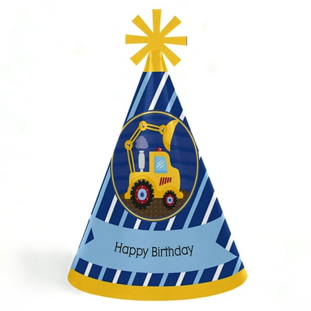 Construction Truck Cone Happy Birthday Party Hats for 