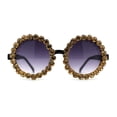 thumbnail image 3 of Large Crowned Rhinestone Round Circle Lens Hippie Diva Sunglasses Black Gold Smoke, 3 of 4