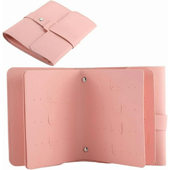 Earring Holder Organizer Stud Earring Storage Holders Book PU Leather Travel Portable Earrings Case Small Jewelry Earrings Organizers Bag for Women Vacation Holiday Pink 13.6 x 6.3 Inch