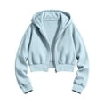 thumbnail image 5 of Gealkoca Girl's Zip Up Cropped Hoodie Crop Top Sweatshirt Drawstring Long Sleeve Jacket Kid's Solid Color Casual Zippered Hooded Sweatshirt 5-15Y, 5 of 6