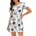 thumbnail image 1 of Vsdgher Mignon Motif Taches de Vache et de Lait Chemise de Nuit à Manches Courtes Col Rond Robe de Nuit Mignonne à Volants Confortable, 1 of 6