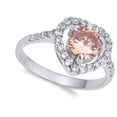 thumbnail image 4 of CHOOSE YOUR COLOR Champagne CZ Solitaire Wedding Ring .925 Sterling Silver Band Orange Female Size 7, 4 of 4
