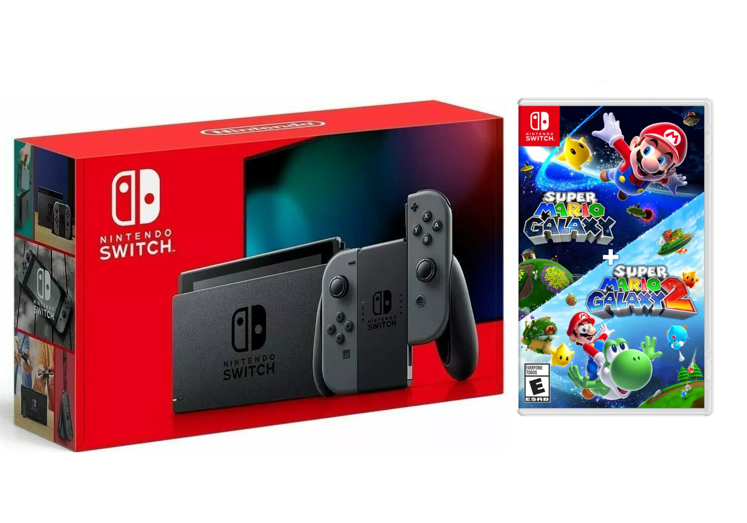 Nintendo Switch Gray Gaming Console with Super Mario Galaxy 2 Bundle (Region Free)
