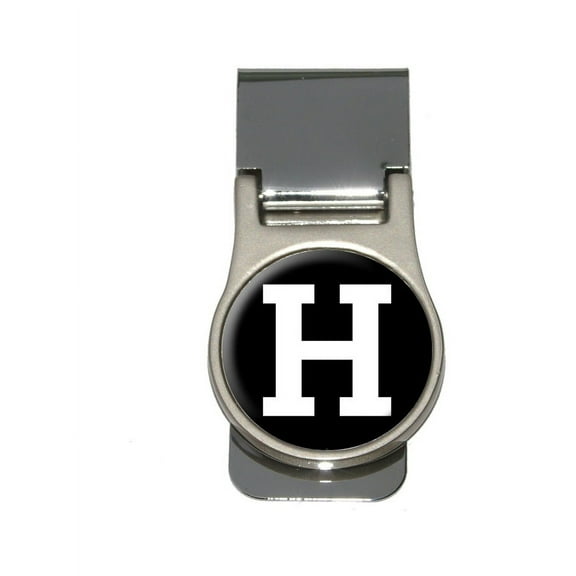 Letter H Initial Black White Money Clip