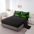 thumbnail image 5 of jejeloiu Neon Vintage Lines 7-Piece Bedding Comforter Set,Geometric Striped Print King Bedding Sets,Green Black Bed Sheets For Teens,Breathable Home Decor Reversible, 5 of 8