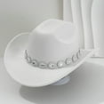 thumbnail image 2 of Fgnfyis Western Cowboy Hat with Metal Gemstone Chain Net Design for Men and Women Party Fashion Events White One Size, 2 of 3
