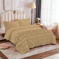 thumbnail image 2 of DNG Creations 3 Piece Vintage Ruffle Duvet Cover 100% Egyptian Cotton, 800 Threads Count - With Zipper & Corner Ties ( Oversized Queen - Solid Taupe ), 2 of 7