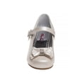 thumbnail image 5 of Josmo Little Kids Girl Faux Leather Low Heel Buckle Dress Shoes with Ribbon And Rhinestones, Beige, Size: 2, 5 of 6
