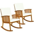 thumbnail image 1 of Costway 2PC  Acacia Wood Rocking Chair Garden Lawn W/ Cushion, 1 of 9
