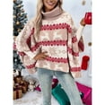 thumbnail image 4 of Women's Christmas Sweaters Snowflake Pattern Batwing Long Sleeve Loose Knit Poncho Sweater Pink L, 4 of 10