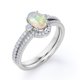 thumbnail image 4 of JeenMata Anillo de Bodas de Pasado, Presente y Futuro con Pavé Curvo de Ópalo Etíope Elíptico de 1 Quilate y Moissanita Engastado en Oro Blanco de 18 K sobre Plata, 4 of 6