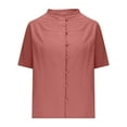 thumbnail image 5 of QINGFSAP Short Sleeve Tops for Women Loose Vintage Button Down Shirt Dressy Casual Summer Tunic Blouse, 5 of 6
