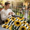thumbnail image 5 of Yellow Sunflowers Throw Flannel Blanket Retro Plants Flowers Black White Striped Super Soft Cozy Bed Blanket, Lightweight Plush Fuzzy Bed Throw for Bedroom Sofa Couch Living Room 40x50In,, 5 of 9