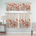 thumbnail image 5 of Minimalism Floral Curtain Valances Set Watercolor Chrysanthemum Flowers Linen Kitchen Curtains 24&nbsp;inch Length Rod Pocket Valance and Tiers 3 Piece Set Small Bedroom Bathroom Laundry Decor, 5 of 9