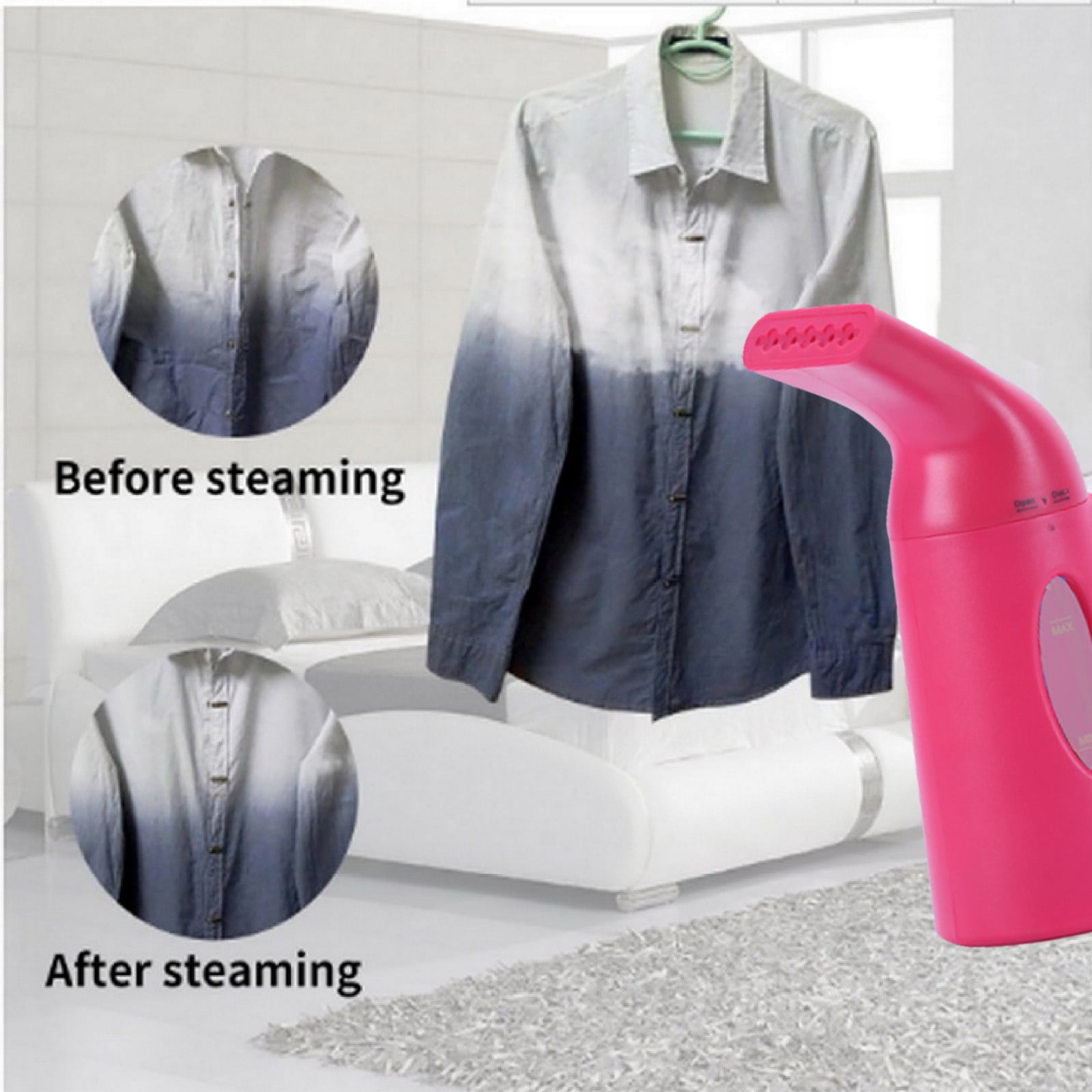 Gnmfd Handheld Travel Garment Steamer for Clothes Wrinkle Remover, Portable Mini Steam Iron for Home Hotel Curtains Dresses Shirts Bedding, Powerful Quick Heating Travel Use