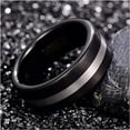 thumbnail image 4 of 8mm Tungsten Carbide Ring, Silver and Black Brushed Matte Finish Tungsten Band Wedding Engaged Ring Comfort Fit Size 7-12, 4 of 6