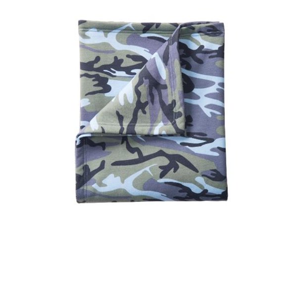 Port & Co BP78C Core Fleece Camo Sweatshirt Blanket, Woodland Blue Camo