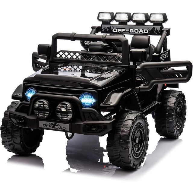 Ourlova Kids Ride On Truck Car, 12V Electric, Remote, Suspension, LED, Bluetooth, Music, 3 Speeds