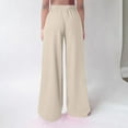 thumbnail image 5 of Women's Wide Leg Sports Pants Baggy Comfortable Home Pants Casual Solid Color Long Pants Sweatpants Khaki L, 5 of 6