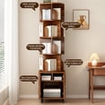 thumbnail image 3 of 360 Degree Rotating Bookshelf – 5 Tier Floor Standing Narrow Wood Bookcase with Drawer for Small Spaces, White Corner Display Shelf for Bedroom & Living Room, 3 of 20