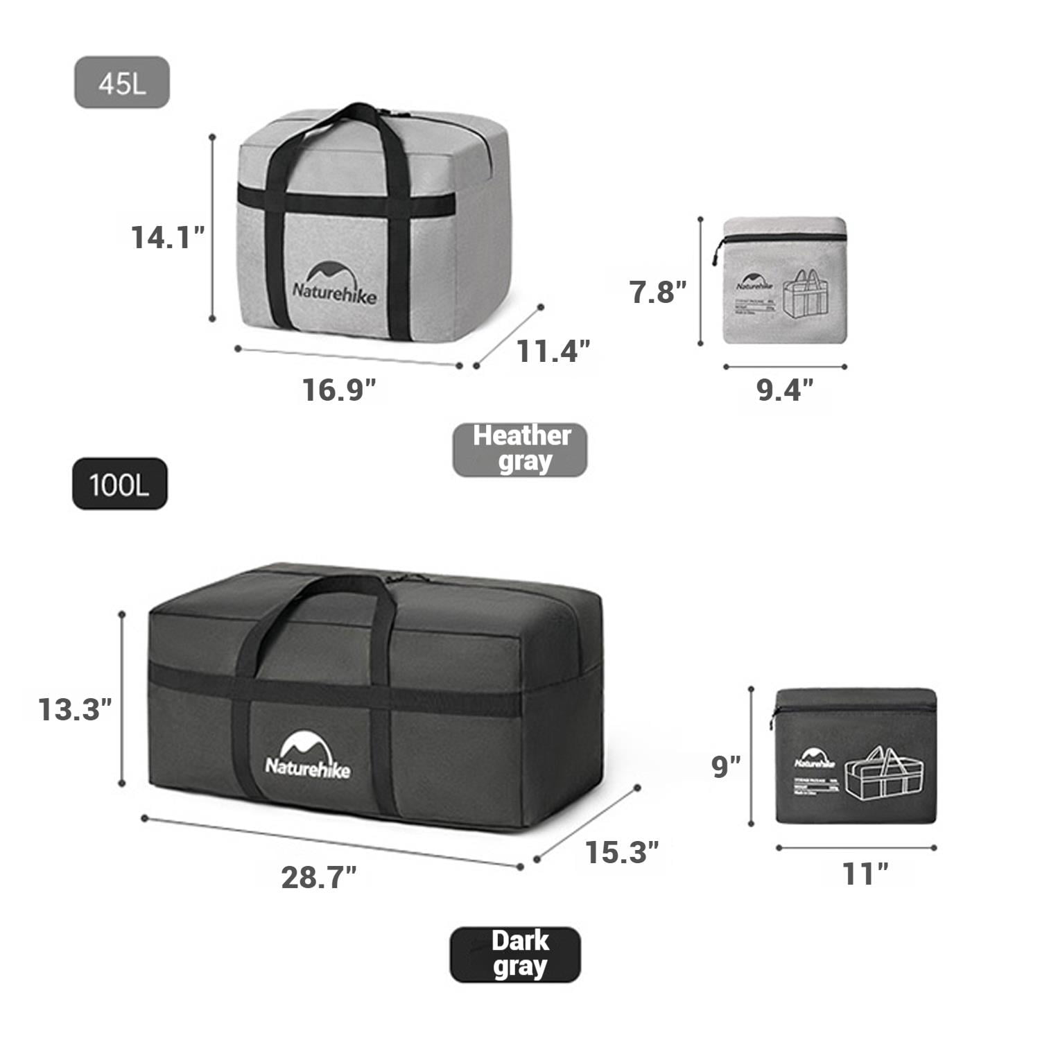 Naturehike, Collapsible Duffel Bag, Portable Large Capacity Storage Bag, Foldable Travel Luggage Bag for Adult, Sport Travel Duffel Bag