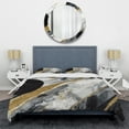 thumbnail image 3 of Designart "Marble Fusion Black and Gold I" Abstract Marble Bedding Covert Set - Modern Black Abstract Bed Set With 1 Sham, 3 of 6