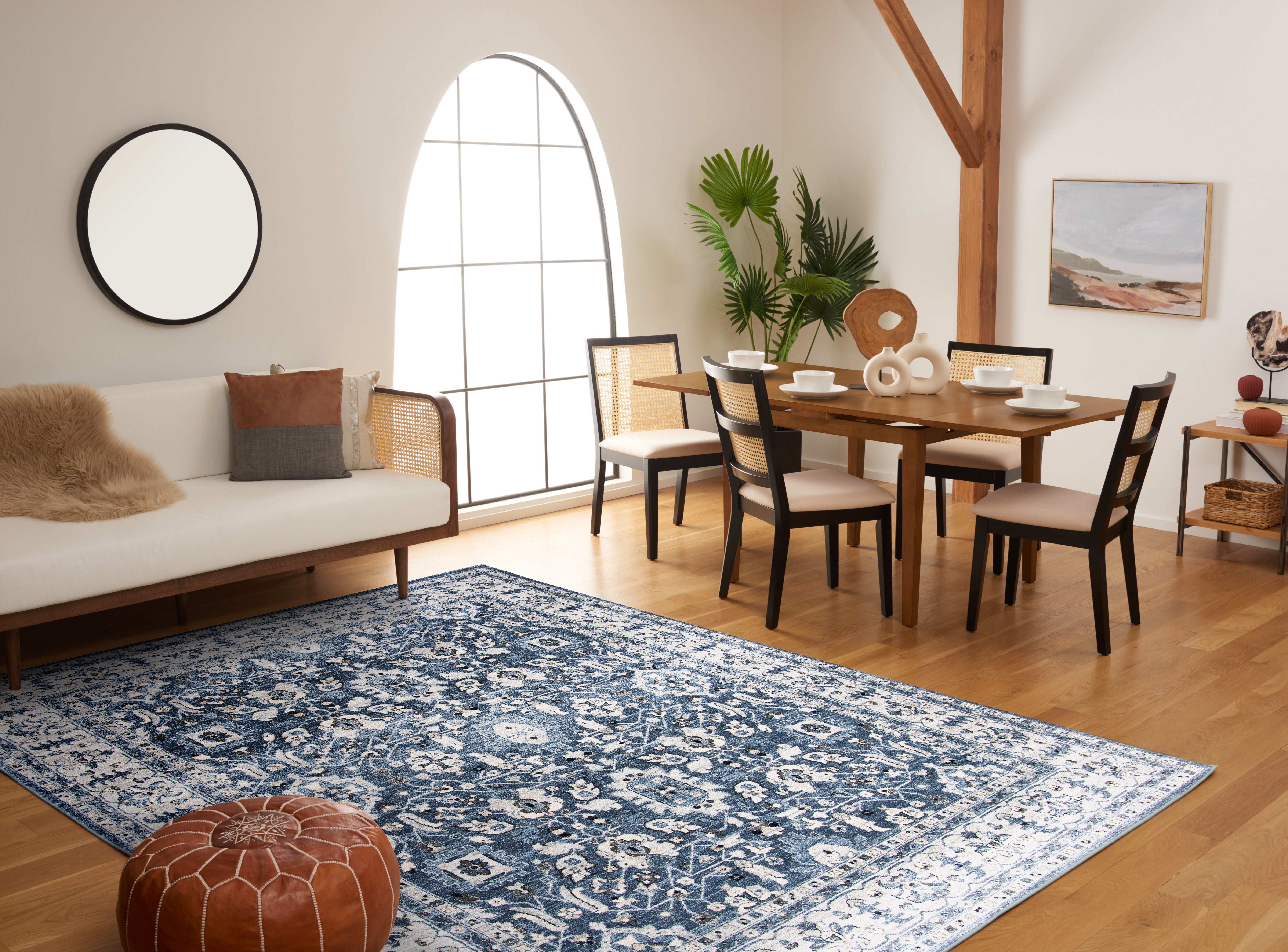 SAFAVIEH Charleston Cheshunt Oriental Area Rug, Navy/Creme, 9' x 12'
