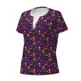 thumbnail image 2 of Naloa Mardi Gra2 Print T-Shirts Short Sleeve V Neck Tees for Women Fashion Tops Trendy Lightweight Soft Casual Summer Outfits Clothes, 2 of 5