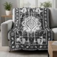 thumbnail image 2 of Black Grey Blanket Soft Cozy Warm Throw Blanket for Couch, Plush Fuzzy Flannel Fleece Blankets for Sofa, Boho Vintage Print Distressed Brick Patterns Bed Blankets Lightweight Gifts for Women, 40"x50", 2 of 9