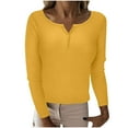 thumbnail image 2 of Women's 1976 Vintage Button Up Long Sleeve Knitted Sweater Shirt Blouse Pullover Loose Fit Warm Soft Casual Fall Winter Fashion Gift | CSEONE,Yellow L, 2 of 8