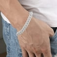 thumbnail image 5 of Round Cut Lab Created Moissanite Diamond 14MM Width Cuban Chain Bracelet In 14k White Gold Over Sterling Silver Jewelry For Men (G-H Color, VVS1 Clarity, 10.00 Ct) 8.5" Long, 5 of 5