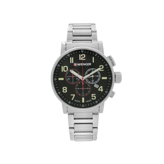 Wenger Attitude Steel Chronograph Black Dial Mens Quartz Watch 01.0343.105