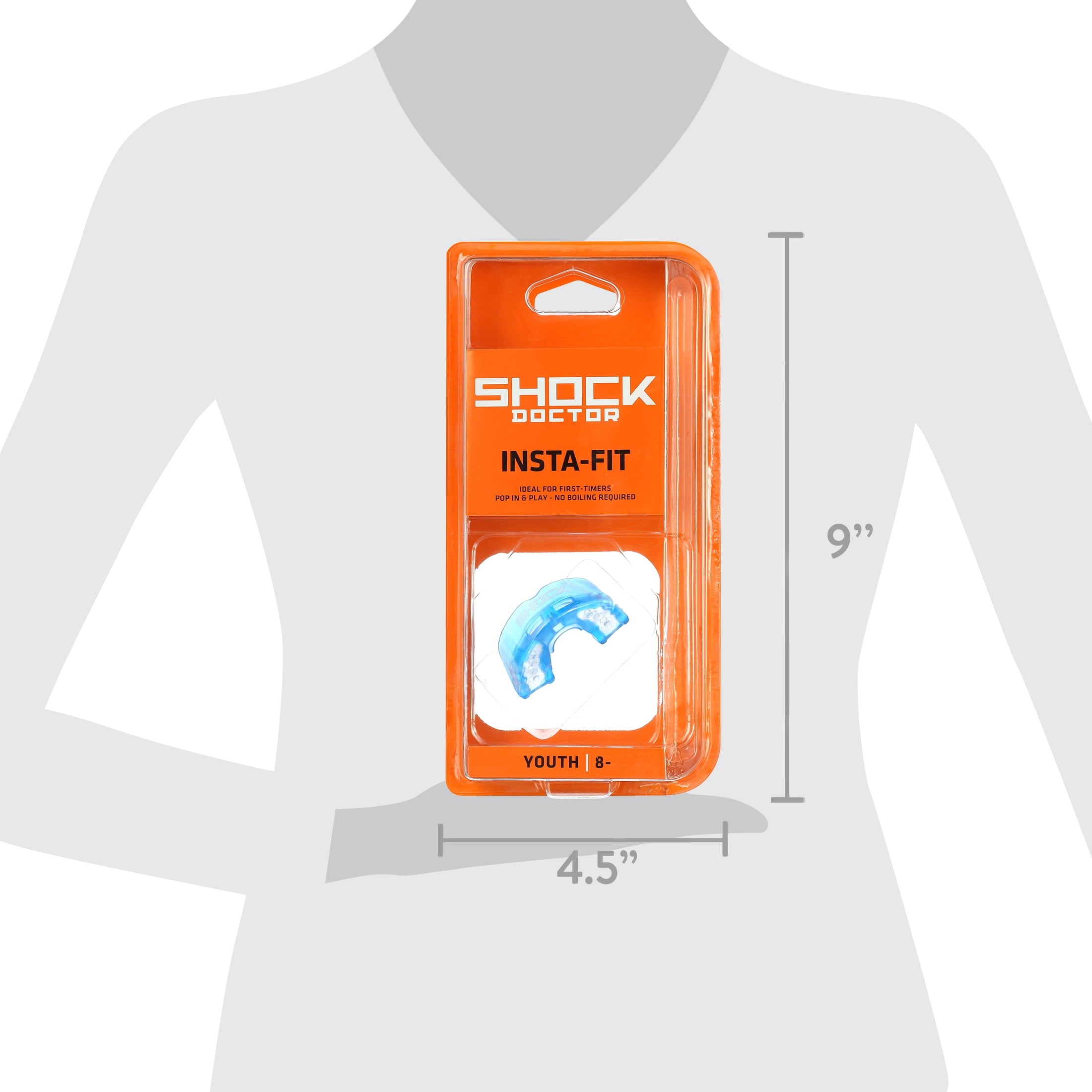Shock Doctor, Insta-Fit Mouthguard, Youth, Royal/Clear