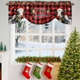 thumbnail image 3 of Merry Christmas Tie Up Valances Curtain, Xmas Cow S Red Black Buffalo Plaid Adjustable Rod Pocket Short Window Treatment Tie Up Curtains Valances for Kitchen Living Room Bathroom 54x18 In, 3 of 9