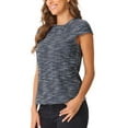 thumbnail image 4 of INSPIRE CHIC Women's Tweed Tops Marled Pattern Cap Sleeve Casual Summer Blouse XS Blue Black, 4 of 6