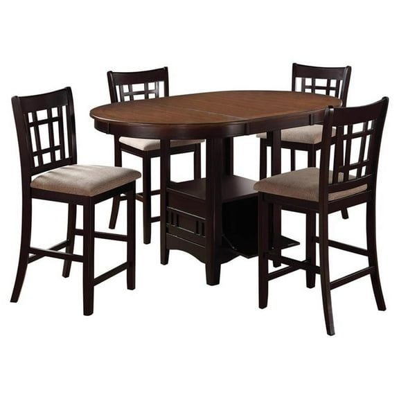 Lavon 5-piece Oval Counter Height Dining Set Light Chestnut